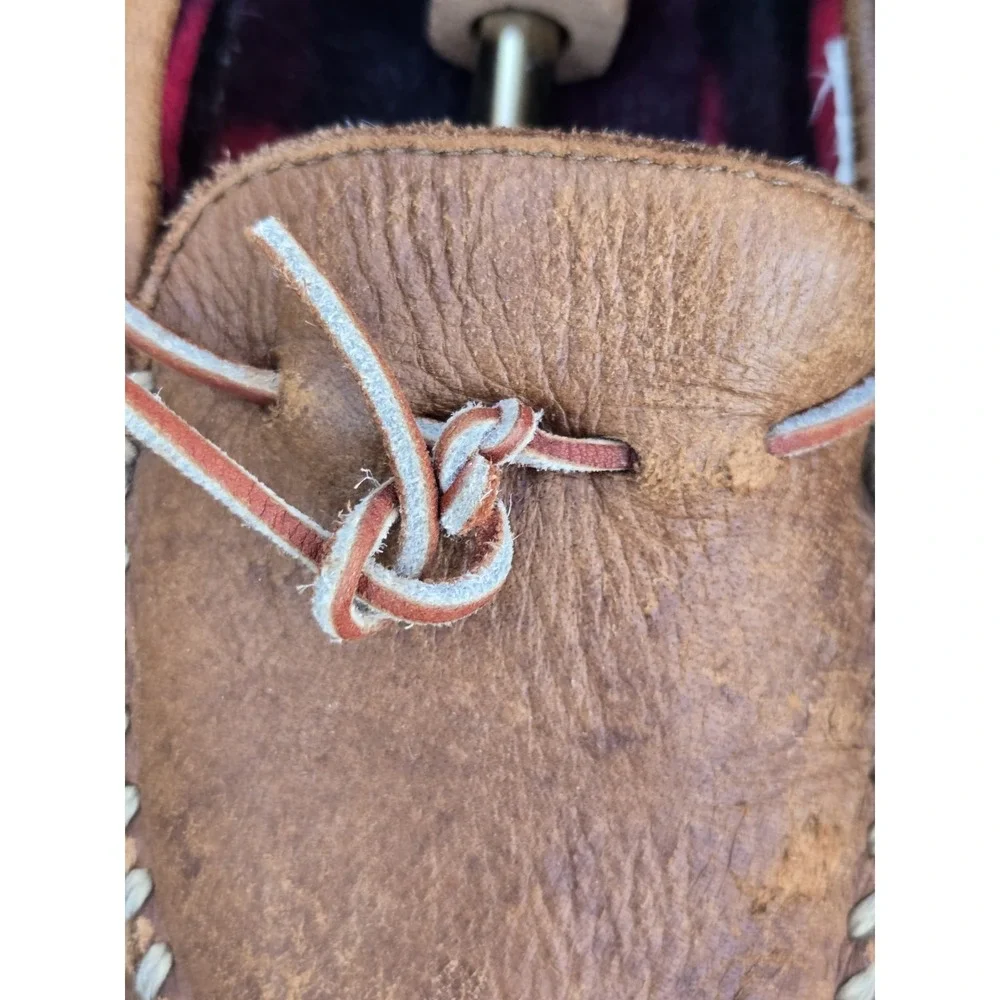 LL Bean Handsewn Flannel Lined Mocs Leather Boat Shoes Loafers Men's Size 11